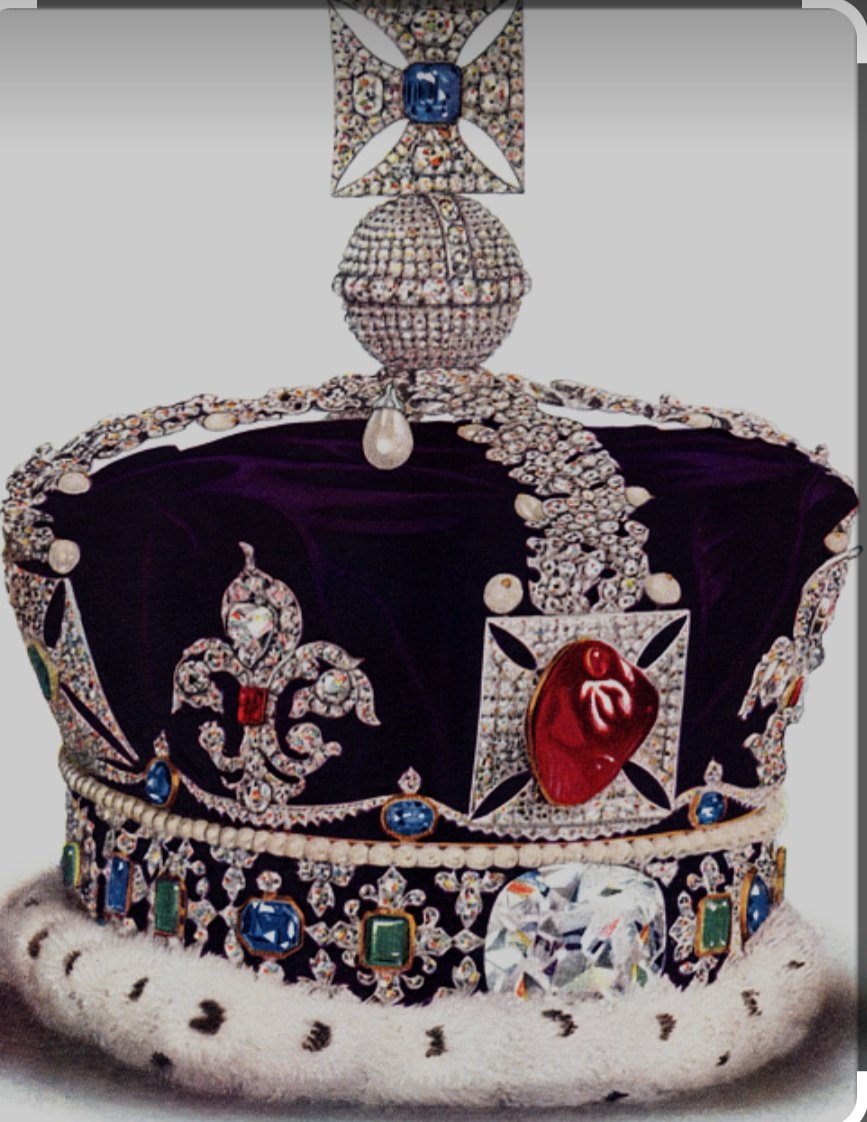 Interesting fact....the sapphire in the top of the cross of the Queen's imperial 
crown on display now at the lying in state, is from the signet ring of King Edward the Confessor which he wore at his coronation in 1042.....let that sink in 1042!!!