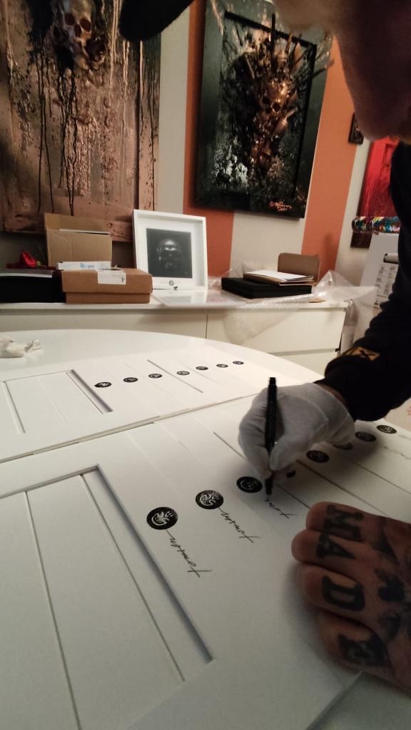 SkullsOnETH's tweet photo. Preparing the prints for the exhibition. Each and everyone with the founders signature. Ready for @artstadt 7.-16.10. 🙌💀 #hamburg #hamburgart #ausstellung #skullart https://t.co/FZ2wQTKwqR