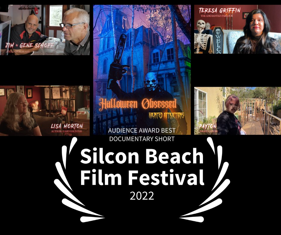 Great weekend start: Halloween Obsessed: Haunted Attractions won the #AudienceAward #BestDocumentaryShort at @SILICONBEACHff😀🥳
The music I wrote for it is streaming: smarturl.it/hauntedattract…

Congratulations to all the team!

#halloweenobsessed #halloweendocumentary #documentary