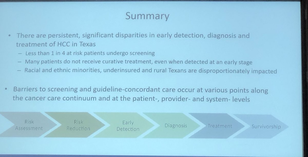 HowardTLeeMD's tweet image. An 🔥amazing presentation by @nicole_rich8: detection, dx &amp;amp; tx of #HCC at the community #TeCH2022

🔑 Social determine of health need to be addressed

🔑 multi-level approach to overcome the barriers to screening &amp;amp; care

⚠️Telehealth may be helpful but caveat exist

#liverTwitter