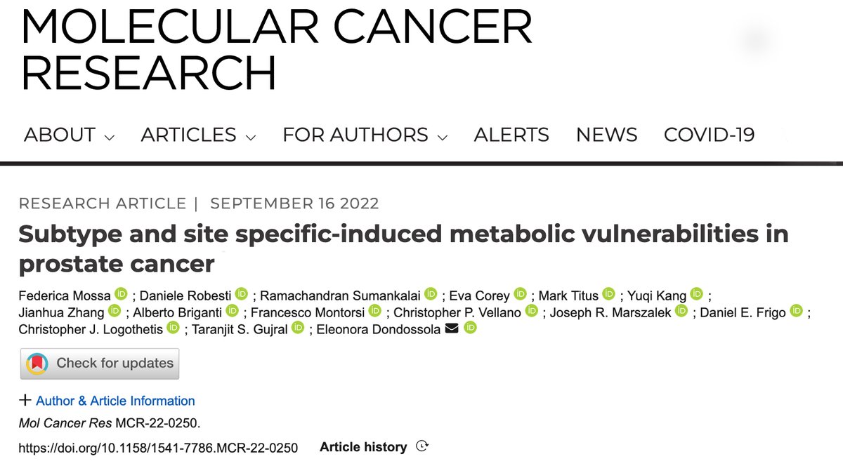 Eleonora Dondossola,PhD (@ed_phd_) on Twitter photo Do the subtype-specific features and the local environment reprogram the #metabolism of #prostatecancer cells?
Check it out in our new paper published in <a href="/MCR_AACR/">Molecular Cancer Research</a>:
👉 aacrjournals.org/mcr/article-ab…
Spoiler alert: ...yes! Do the subtype-specific features and the local environment reprogram the #metabolism of #prostatecancer cells?
Check it out in our new paper published in <a href="/MCR_AACR/">Molecular Cancer Research</a>:
👉 aacrjournals.org/mcr/article-ab…
Spoiler alert: ...yes!