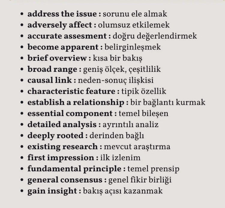 Yedi23haber's tweet photo. Akademik metinlerde sıklıkla geçen 50 önemli ingilizce kalıbı sizler için listeledik not almayı unutmayınız👇 https://t.co/KluVCvEh8D
