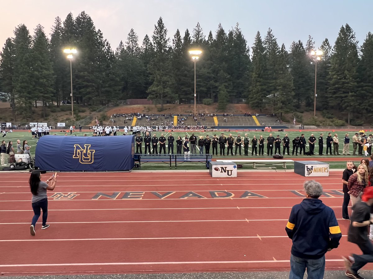 Grass Valley Firefighters along with other representatives from local public safety agencies were honored to be invited to “Heroes Night” at the Nevada Union High School home opener. Nevada Union played Union Mine and and defeated their rivals 21-7. Great job Miners!