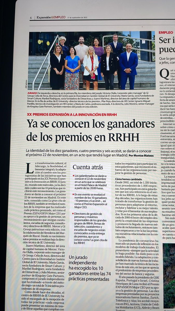 La XX edición de los #PremiosExpansión , que dirigimos técnicamente desde #HRcenter de ⁦<a href="/IEbusiness/">iebusiness</a>⁩, ya tiene #ganadores. #gracias al jurado independiente y al @diarioexpansión por seguir confiando en ⁦<a href="/IEuniversity/">IE University</a>⁩