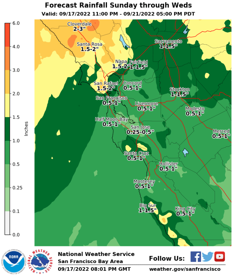 NWS Bay Area 🌉 on Twitter "Updated rainfall forecasts from late