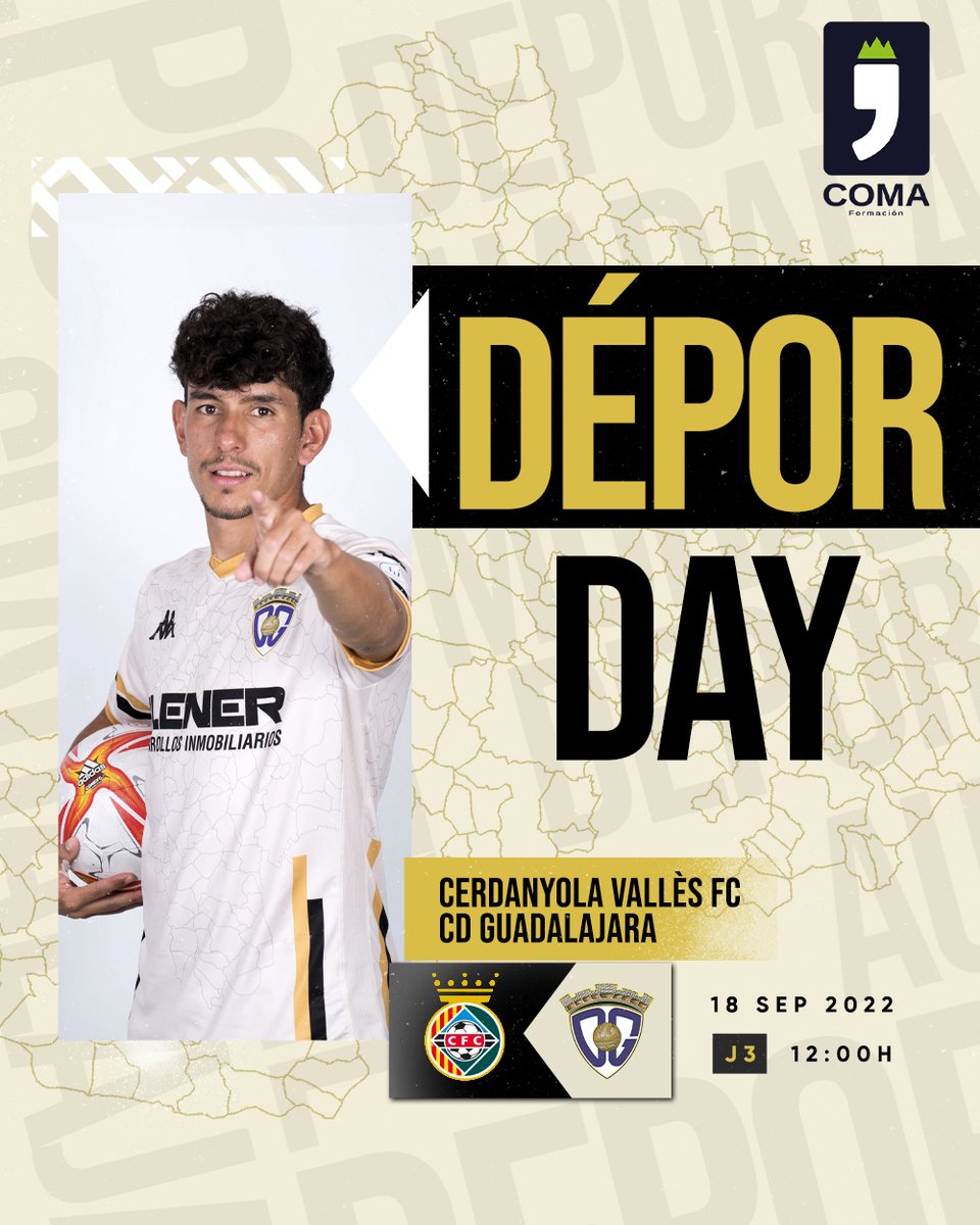 C.D. Guadalajara 🟣⚪️ (@deporguada) on Twitter photo ¡¡BUENOS DÍAS, GUADALAJARA!!
Hoy es #DÉPORDAY, y lo sabes 🫡 <a href="/Stevenbarreto/">Steven Barreto</a>
🏆 #2RFEF | GRUPO V | JORNADA 3
🆚 <a href="/CERDANYOLAFC/">CERDANYOLA VALLÈS FC 💚</a>
🏟️ Les Fontetes
📍 Cerdanyola del Vallès, Barcelona
⏰ 12:00h
📺CMMPlay
🎟️Entradas⬇️
🔹General: 15€
🔸12-18 años: 5€
🔸Menores de 12 años: Gratis ¡¡BUENOS DÍAS, GUADALAJARA!!
Hoy es #DÉPORDAY, y lo sabes 🫡 <a href="/Stevenbarreto/">Steven Barreto</a>
🏆 #2RFEF | GRUPO V | JORNADA 3
🆚 <a href="/CERDANYOLAFC/">CERDANYOLA VALLÈS FC 💚</a>
🏟️ Les Fontetes
📍 Cerdanyola del Vallès, Barcelona
⏰ 12:00h
📺CMMPlay
🎟️Entradas⬇️
🔹General: 15€
🔸12-18 años: 5€
🔸Menores de 12 años: Gratis