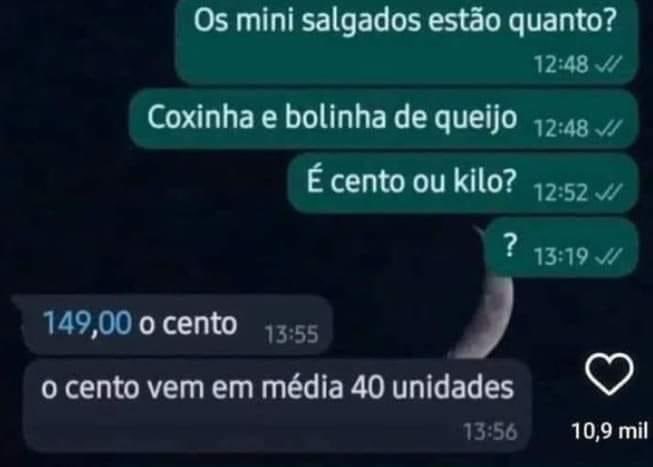 Depois da “conta de padeiro”, vem aí o “cento de salgado em média”