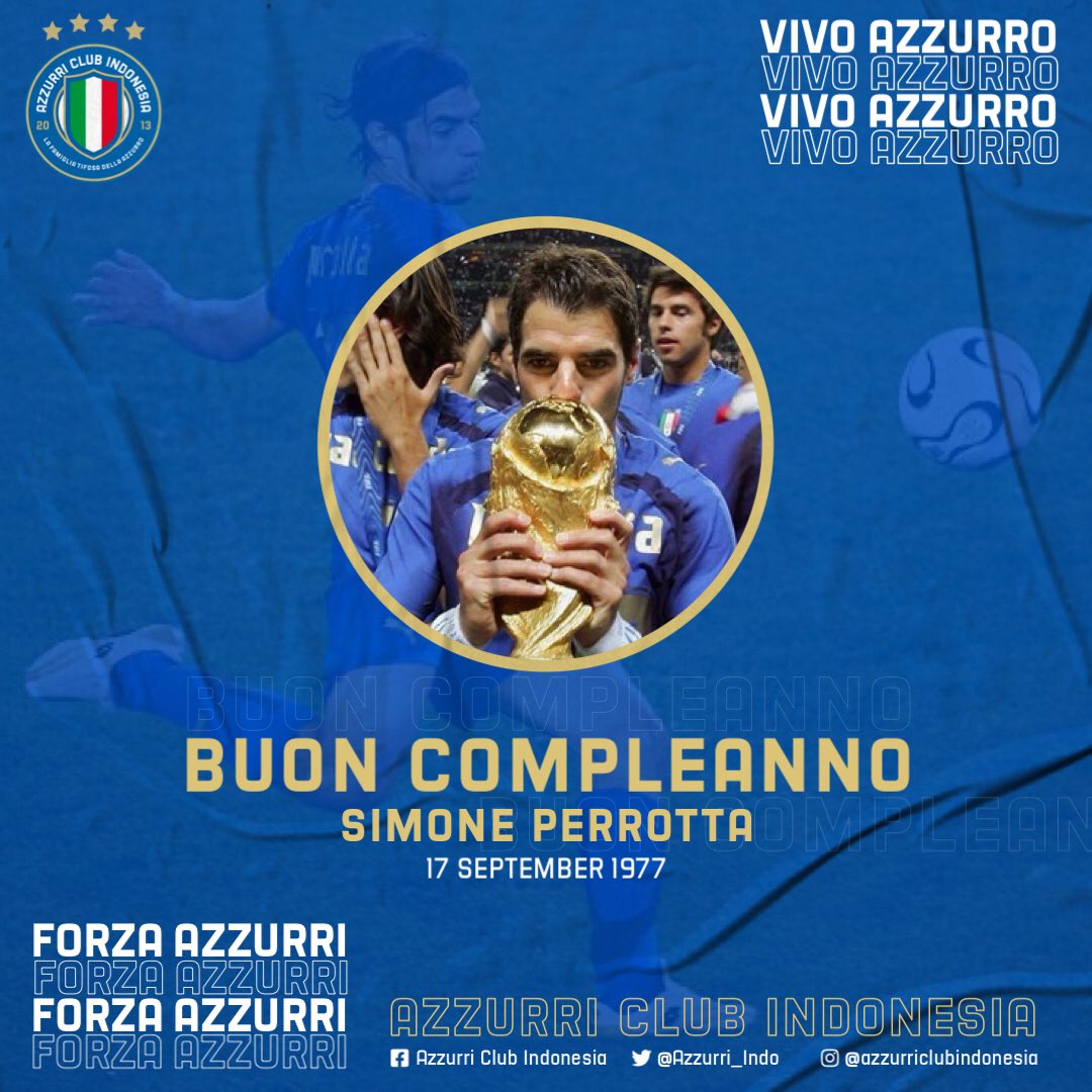 AzzurriInd's tweet photo. Kemarin hari ulang tahun salah satu legenda Azzurri, Selamat ulang tahun untuk sang legenda juara Piala Dunia Simone Perrotta 🎉
🇮🇹 48 penampilan dan 2 gol bersama Gli Azzurri
🏆 Juara Piala Dunia 2006
🥇 Juara Piala Eropa U21 2000
#Perrotta #SimonePerrotta #ForzaAzzurri https://t.co/ka4BlAKoTi