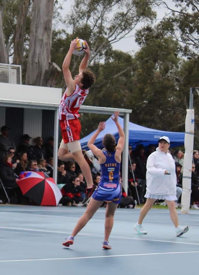 leigheeles's tweet photo. A friend took this photo yesterday during my son's netball grand final. His leap is just getting higher and higher. Pretty much explains his day in one photo. #BoysPlayToo #netball https://t.co/pwUZAxxRUt