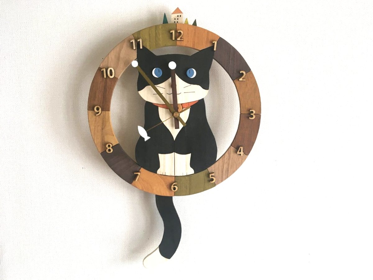 「サークル猫時計#こんなん作ってます #手作り  #猫時計 #木工 #猫雑貨 #N」|NEKO3のイラスト