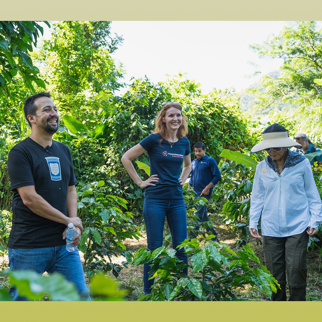 HispanicFed's tweet photo. Earlier this week, HF President and CEO Frankie Miranda @frankiemiranda_ and @Lin_Manuel, toured #PuertoRico coffee farms that we have helped revitalize. Find out more about our coffee revitalization efforts at https://t.co/4N1gPNYoZi. #PRCoffee https://t.co/Hn8IO5aA61