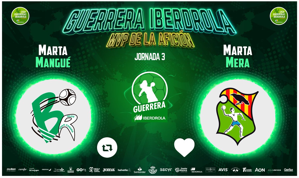 IberdrolaDHF's tweet photo. ⭐️ #GuerreraIberdrola - Jornada 3

🆚 @BMRemudas : @BMGranollers 

♻️ RT: @MangueOficial 
❤️ Me gusta: @MartaMera7 https://t.co/1H9EoQKlCq