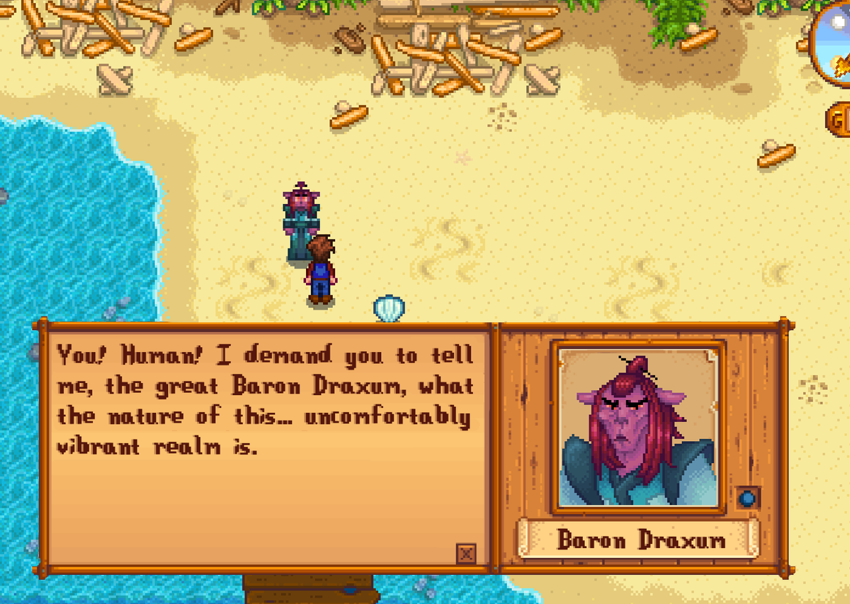 WhereDraxumAt's tweet photo. Baron Draxum SHOULDN'T be in Stardew Valley! He really doesn't want to be there, someone get him out please.

#rottmnt #saverottmnt #UnpauseROTTMNT 
#SaveRiseoftheTMNT #UnpauseRiseoftheTMNT https://t.co/qPwd56QW82