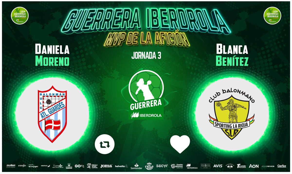 ⭐️ #GuerreraIberdrola - Jornada 3

🆚 @Atlguardes_ofic : @SportingLR  

♻️ RT: <a href="/DanuMoreno88/">Dani</a>
❤️ Me gusta: <a href="/Blaaancabenitez/">Blanca Benítez Narváez ⚡</a>