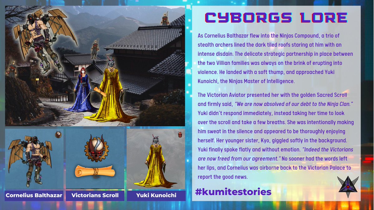 tripleoptics_'s tweet photo. The Final Round 4 of the @kumitenft #vortextournament has begun! LFG!

The Cyborgs Lore continues with Part 2 of the story of the Sacred Scroll.  @KumiteStories
🧵 https://t.co/DyHRmq99R2