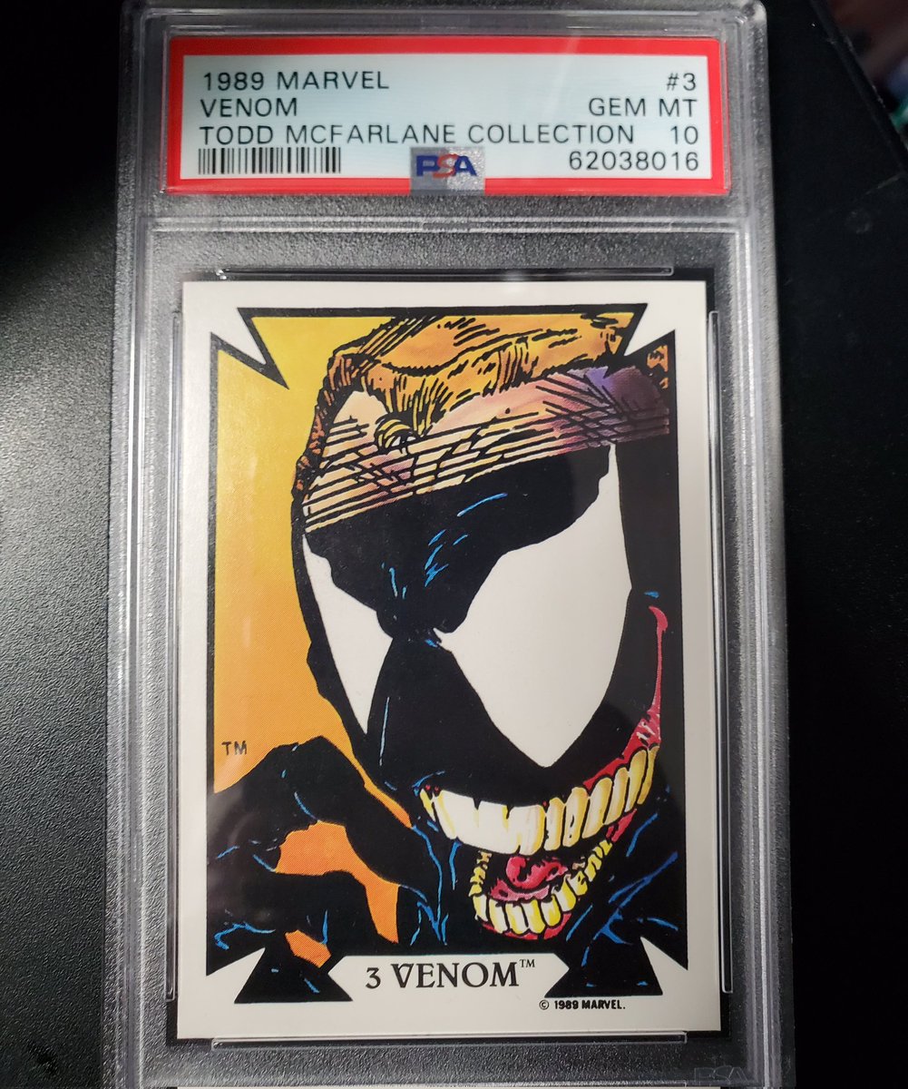 Is this the first appearance of Venom on a trading card? 1989 Marvel Todd McFarlane Collection (pop 1 in PSA 10)