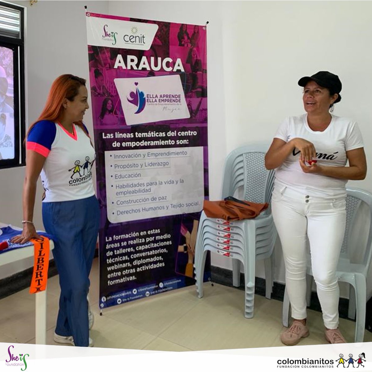 colombianitos's tweet photo. Hoy estamos en Arauquita,Arauca, apoyando el trabajo en la línea de habilidades para la vida y la empleabilidad en los Centros de Empoderamiento Económico y Social de la Mujer, desarrolado por @SheisFoundation y #Cenit en el programa #EllaAprendeEllaEmprende.🙋‍♀️👩‍🦰#EmpoderateMujer https://t.co/1D3YSd8M2B