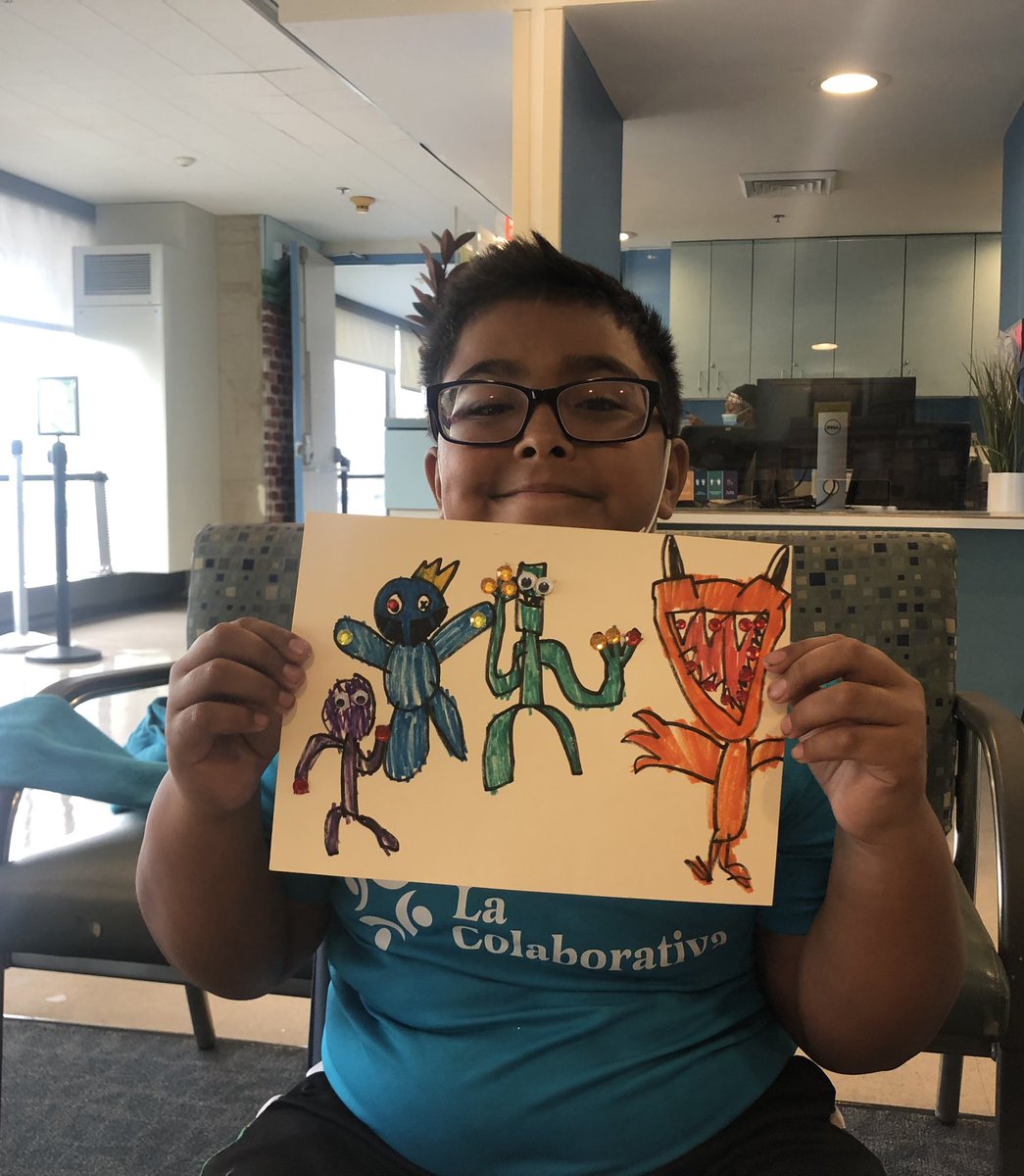 We are so happy to be back in person (inpatient and outpatient) at <a href="/The_BMC/">Boston Medical Center</a> ! This awesome kiddo enthusiastically created this and yes, those are bling braces on the orange dinosaur!
