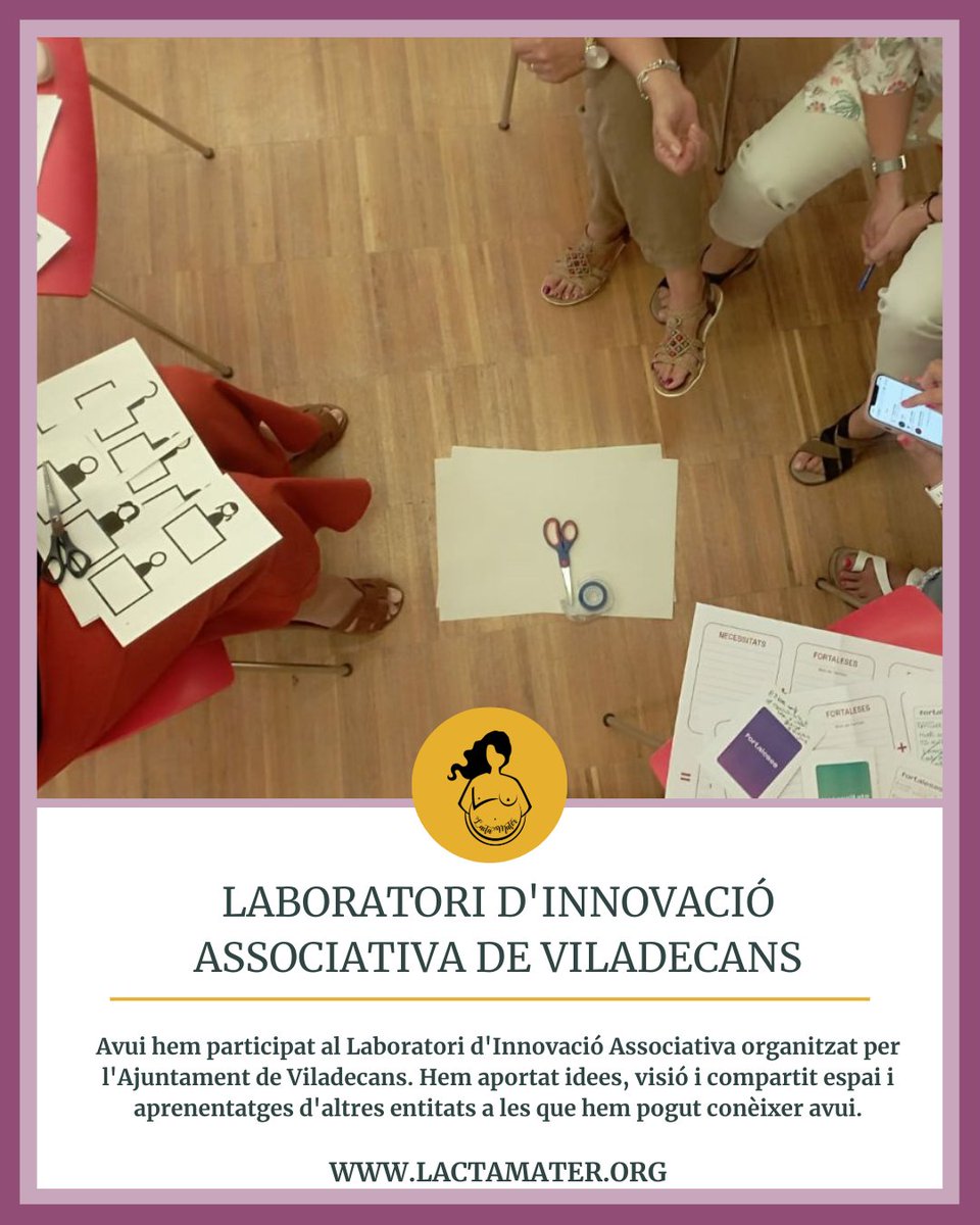 LactaMater's tweet photo. Avui hem participat al Laboratori d'Innovació Associativa organitzat per @ViladecansTweet Hem aportat idees, visió i compartit espai i aprenentatges d'altres entitats a les que hem pogut conèixer avui.
Esperem que es repeteixi! Ha sigut un dia molt profitós!
#LACTAMATER https://t.co/Np3SQ5j3Pf