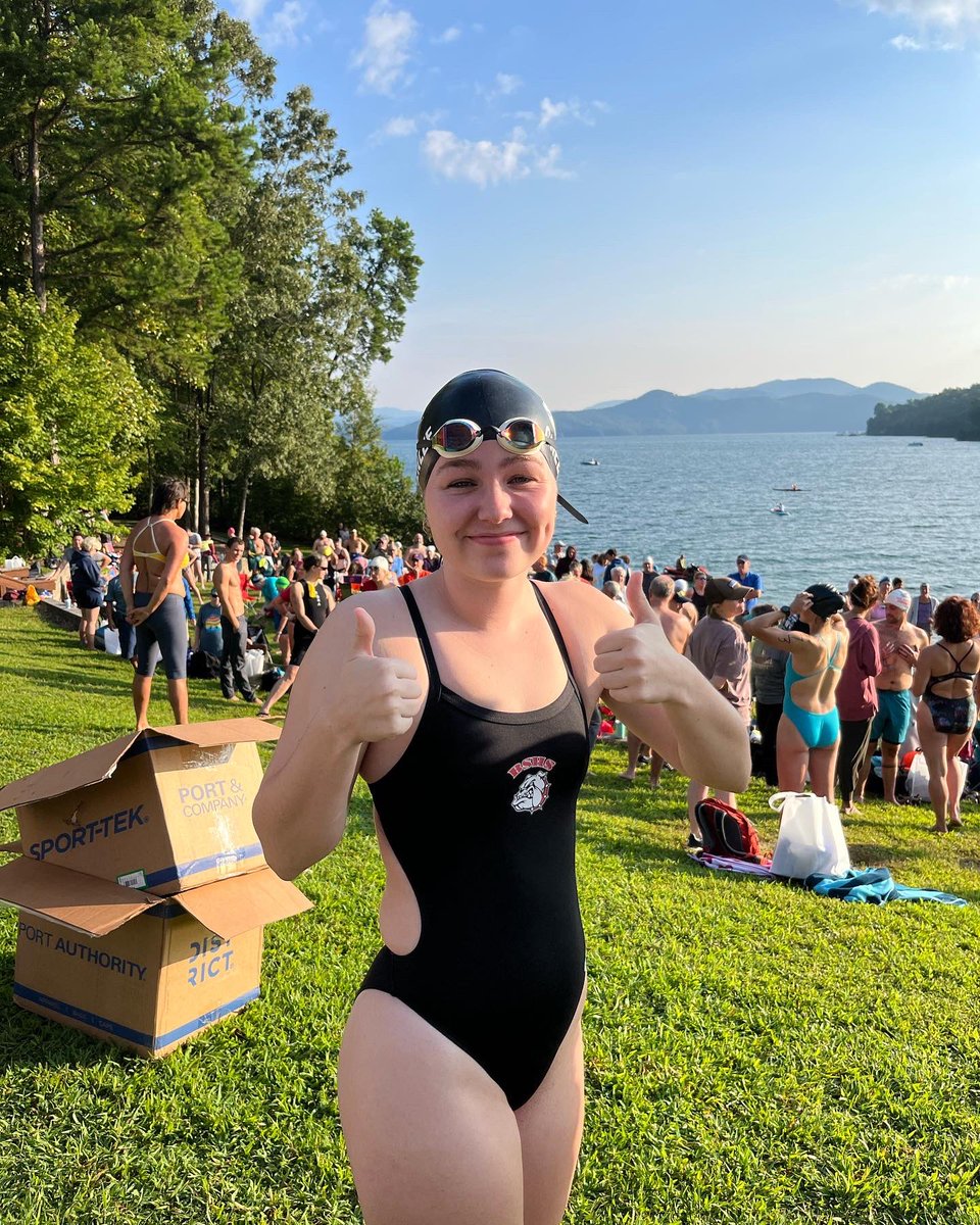 Garrett Watson and Morgan Greenlee representing Bulldog Swimming at the Lake Jocassee Open Water Event this morning