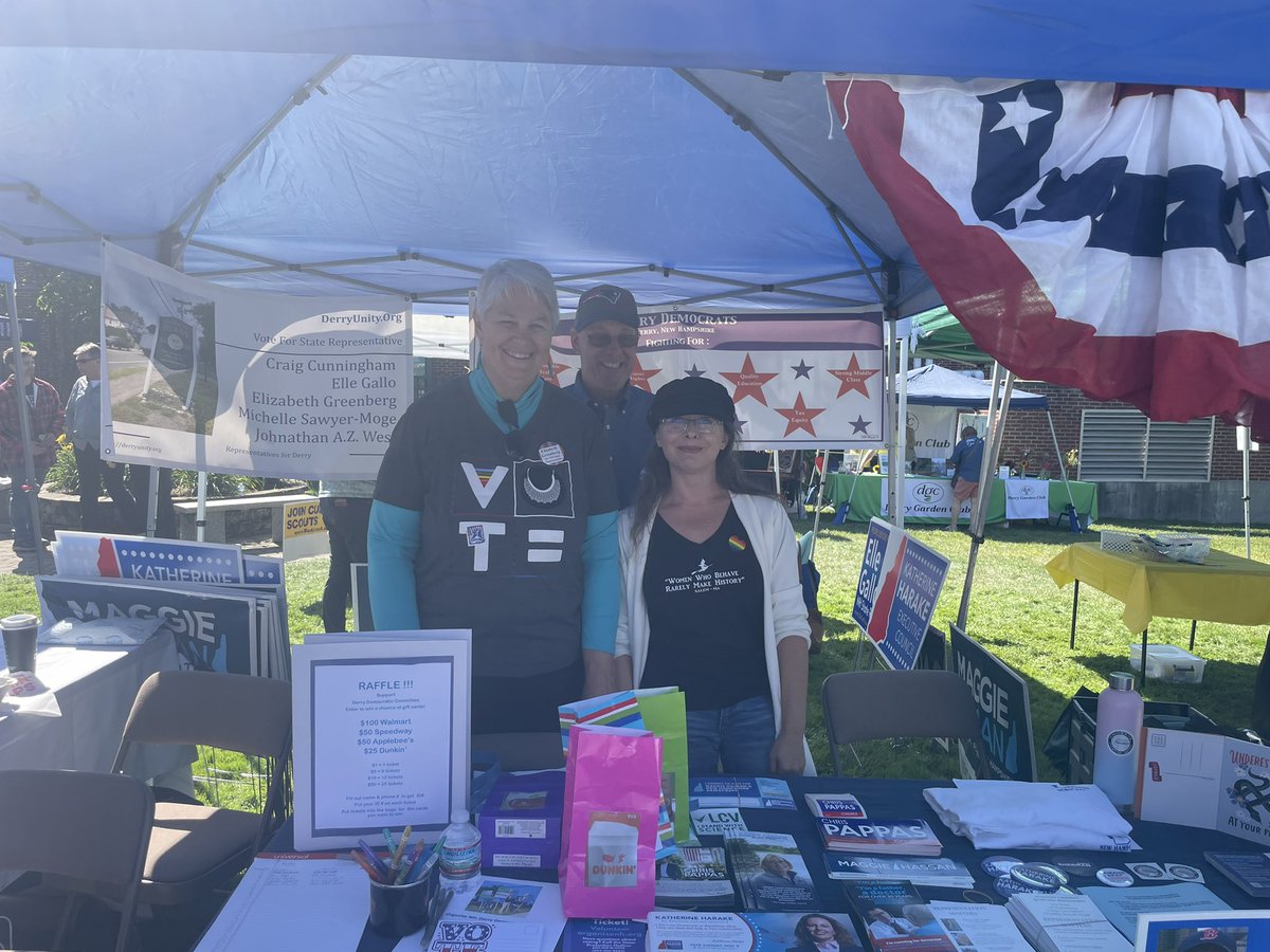cannafeminist's tweet photo. @nhcraig and are I with our friend and @DerryNHDems co-candidate@Elizabeth Greenberg having a great time meeting voters at Derryfest! #NHPolitics #VoteBlue #LeadLeft https://t.co/BaWzKdxRGc