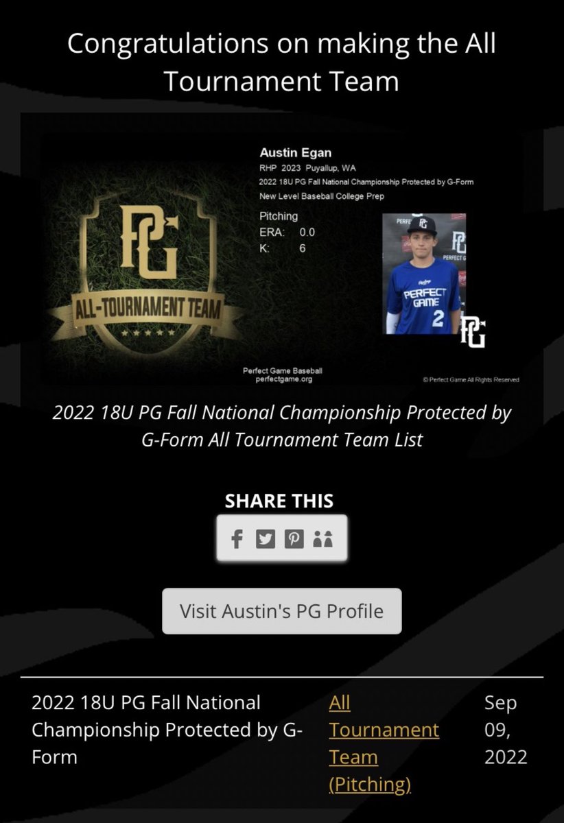 ChrisEgan5's tweet image. Congrats @austinegan24 on making the All-Tournament team at the @PerfectGameUSA national fall championship tourney! Way to rep @NewLevel360 @RogersBaseball1 @KyleRogers18 on the big stage!