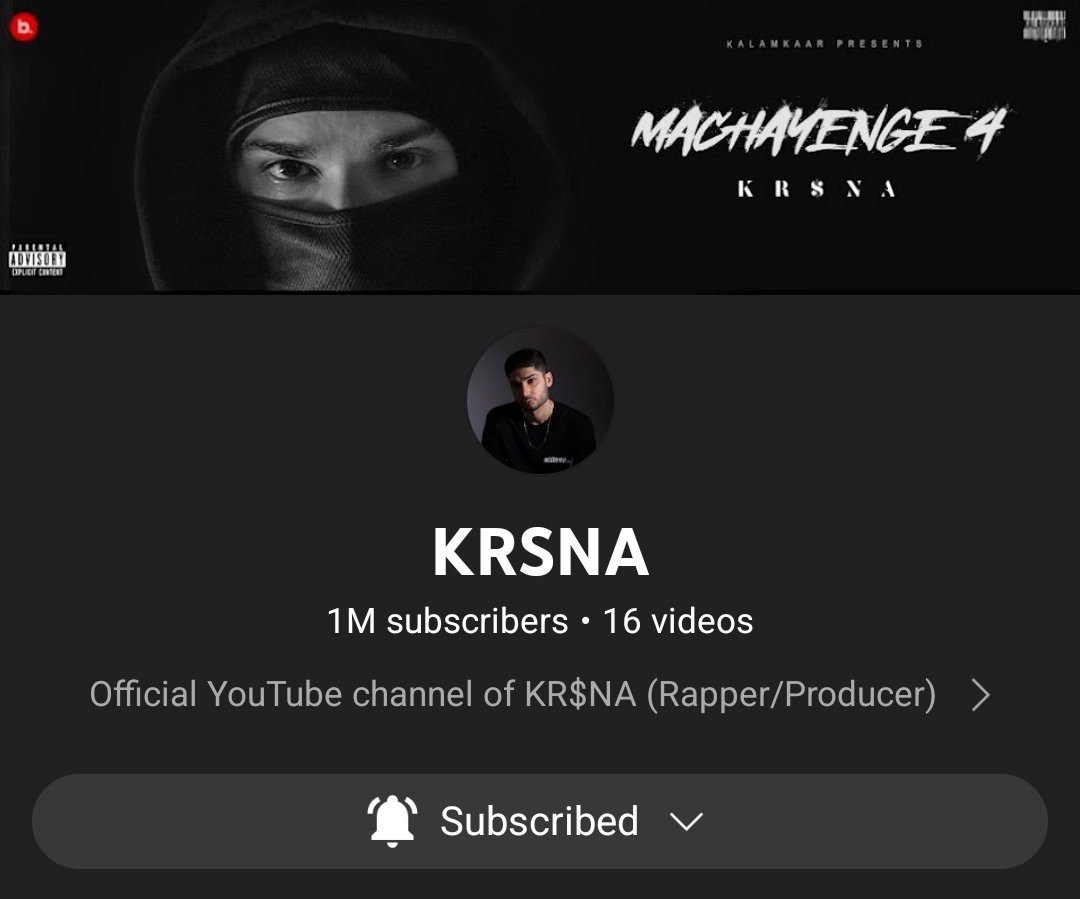 krsna_army's tweet photo. 1 MILLION SUBSCRIBERS!
Finally! 
@realkrsna way to go!
Carrying the entire label
#KRSNA https://t.co/yNsiJv6Fkb