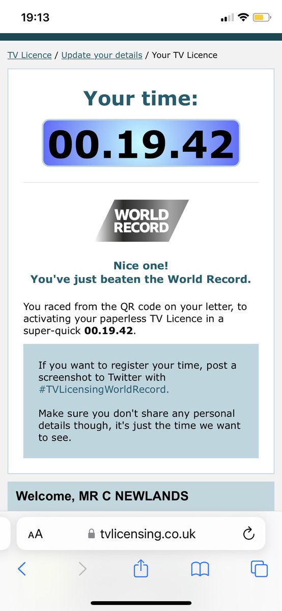newlands_chris's tweet photo. This is up there with witnessing the birth of my three kids…#TVLicensingWorldRecord https://t.co/bpvvHdA1Jm
