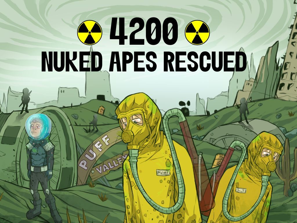 StonedApeCrew's tweet photo. 4,200 Nuked Apes have been minted! 

- 14,000,000 $PUFF burned!

- 3,780 rescue missions took place. 

- 2,300 different holders participated. https://t.co/WYimt9RgdC