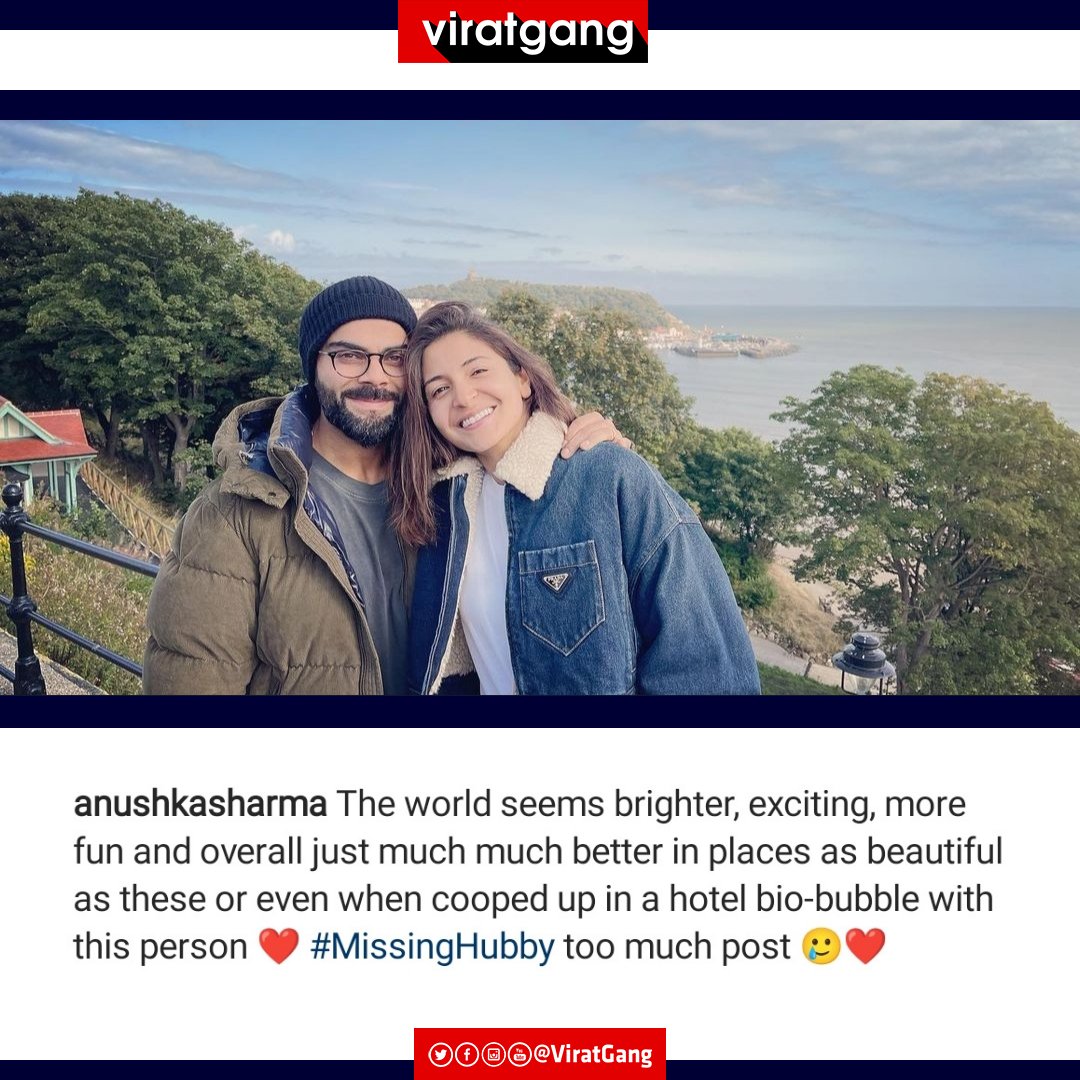 ViratGang's tweet photo. .@AnushkaSharma Posted A Sweet #MissingHubby Post For Virat Kohli! 🥺

@imVkohli • #Virushka • #ViratGang https://t.co/eWdh3UoN7e