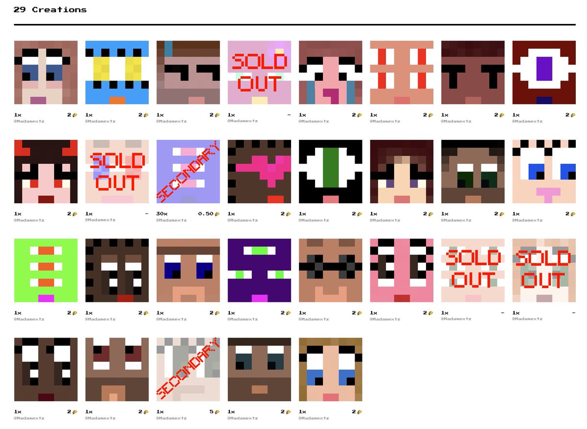 Update of how it's going my 1/1 pieces in <a href="/8bidou/">8bidou</a> 

🆕 3 new ones minted

🔳 I have more than 50 pieces created and ready to put them on my profile 🫣

#8bidou #8x8 #pixelart #tezos￼  #CleanNFT￼  #NFTCommunity