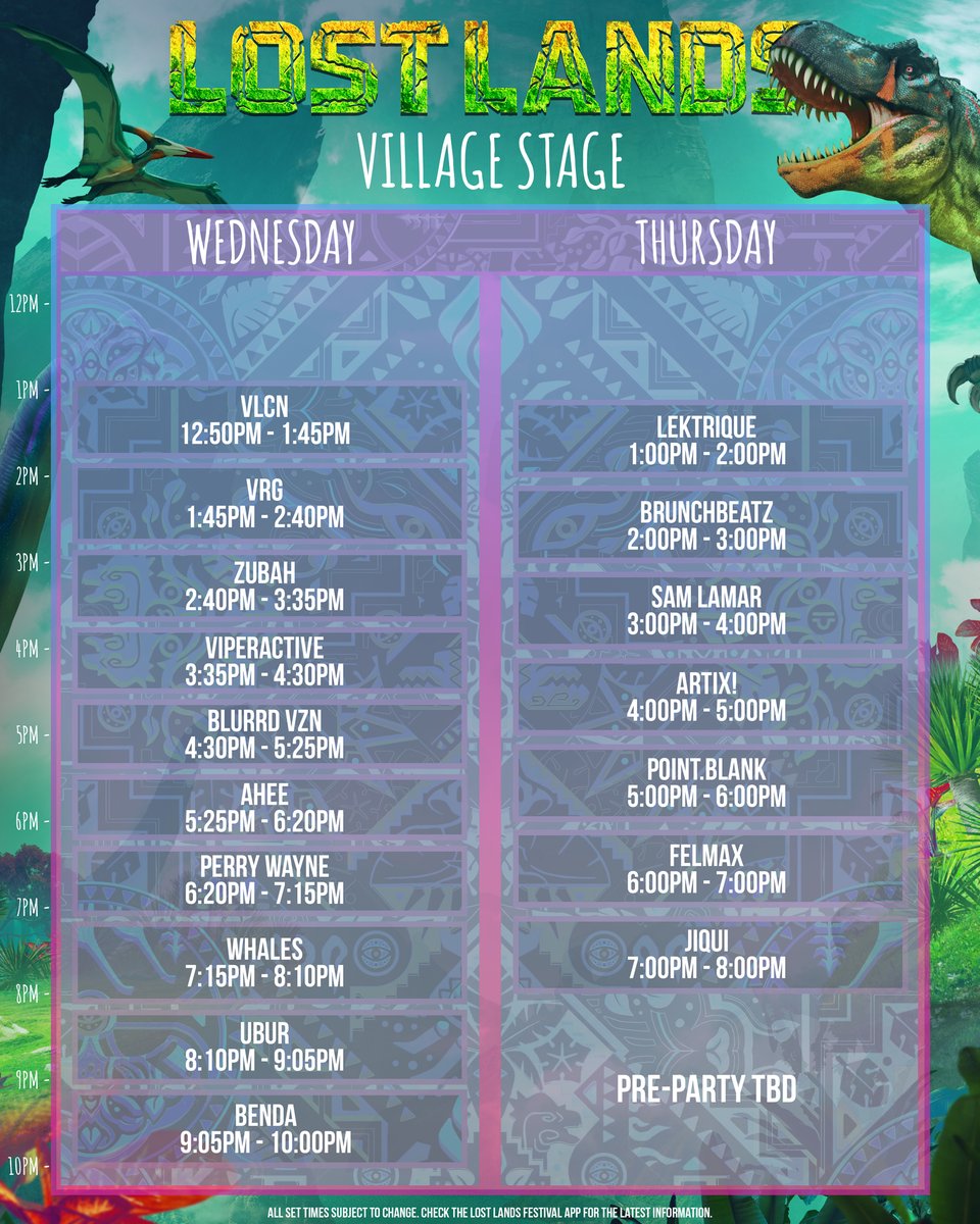 Lost Lands schedule