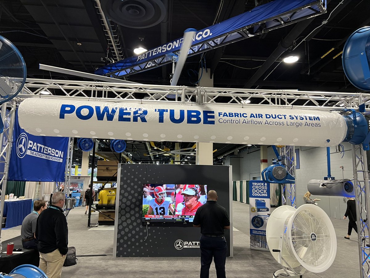 nuclear94's tweet photo. #imts2022 #pattersonFan with power tube fabric air duct system @PattersonFanCo https://t.co/O4HmMC9htQ