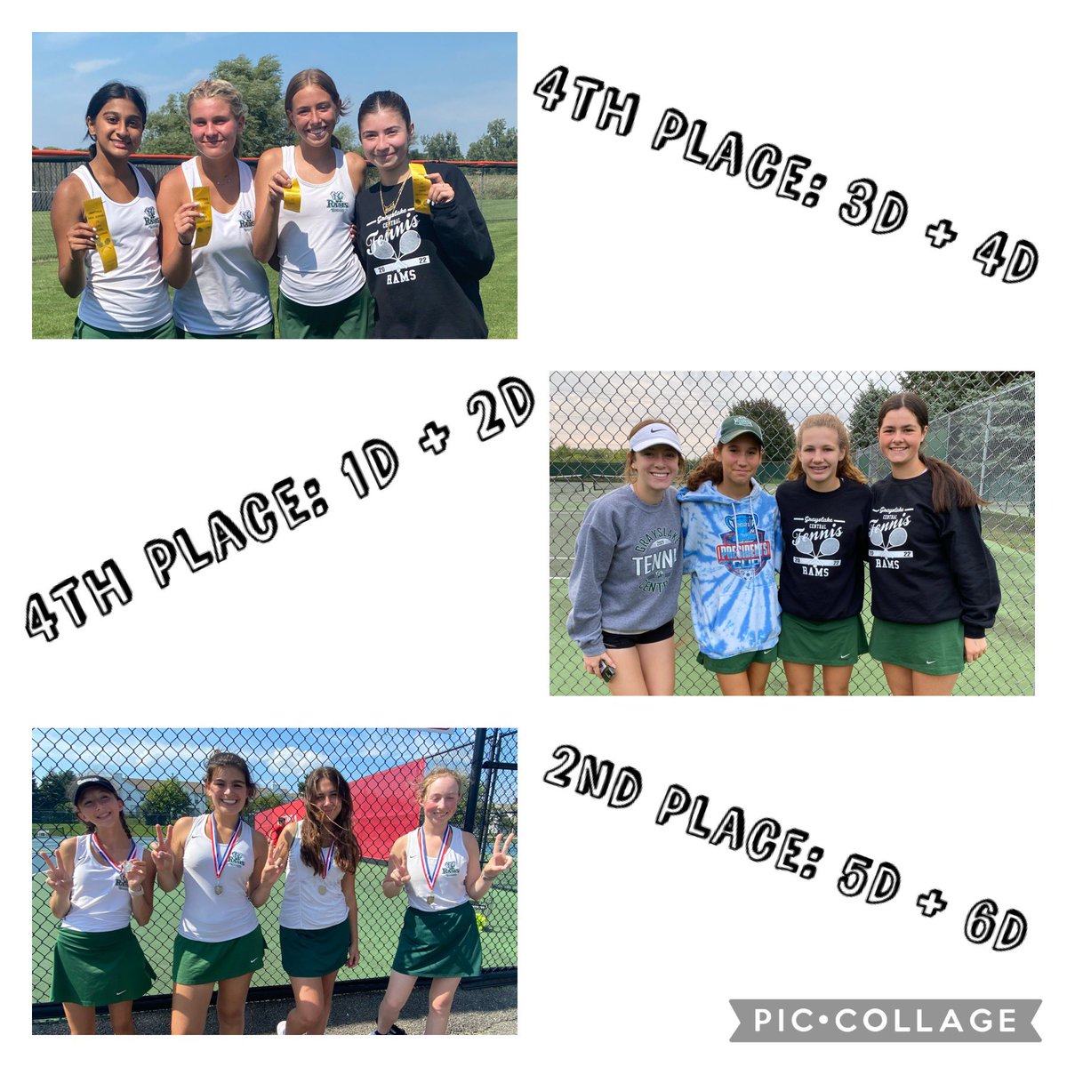 It was a great day for the Rams! 2nd Place: 5D, 6D and 4th Place: 1D, 2D, 3D, 4D. Keep up the hard work! #Ramslife #Ramily #TennisTime