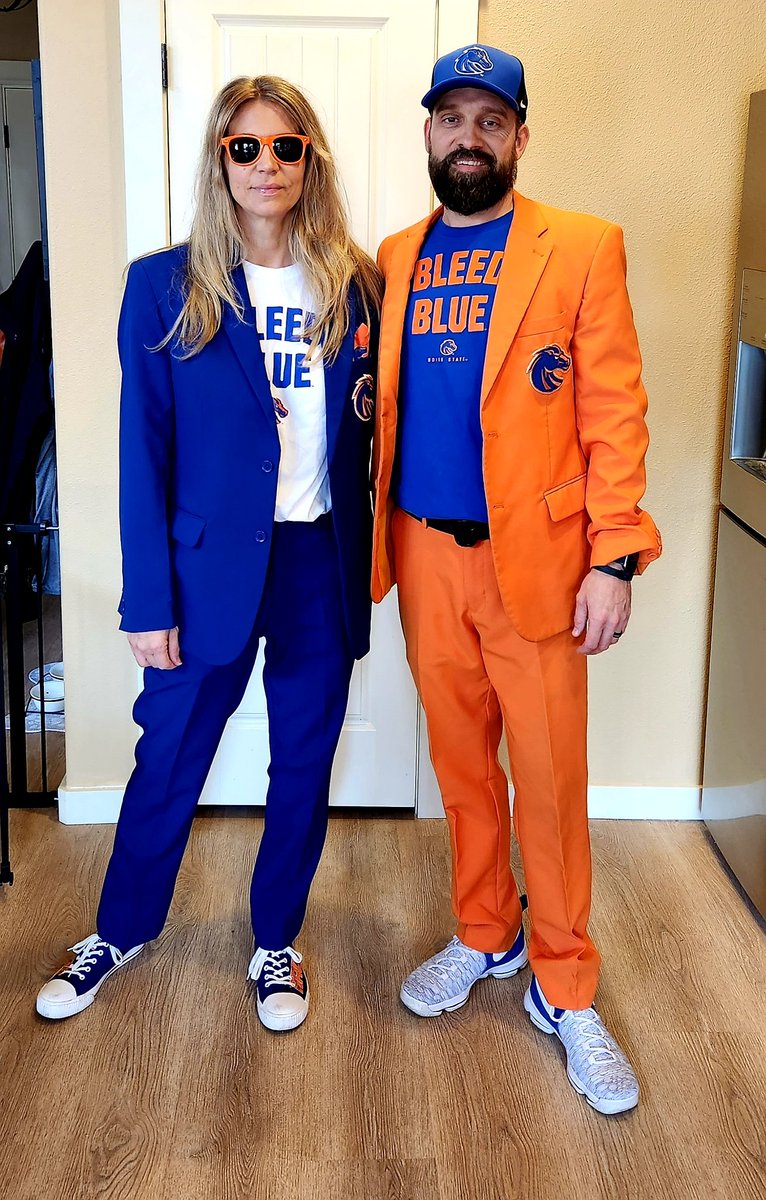 TheJillStewart's tweet photo. I said we would never be one of "those couples" and yet here we are. Let's go Broncos! #hemademedoit #bleedblue #boisestatefootball #BoiseState https://t.co/oqPgR6gSss