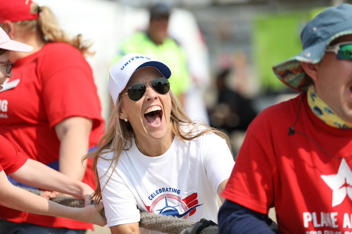 SOlympicsVA's tweet photo. This is @united Capt. Jill Mills, @Dulles_Airport Chief Pilot going all out for inclusion at this year’s Plane Pull. https://t.co/auiufH9xyg