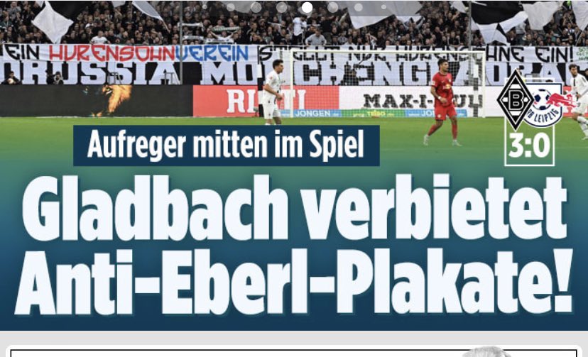 RBEule82's tweet photo. @BILD so kann man es natürlich auch sehen. Habt ihr sie noch alle? Der böse Verein verbietet die guten Plakate, oder was? #BMGRBL https://t.co/w63WItdKtS