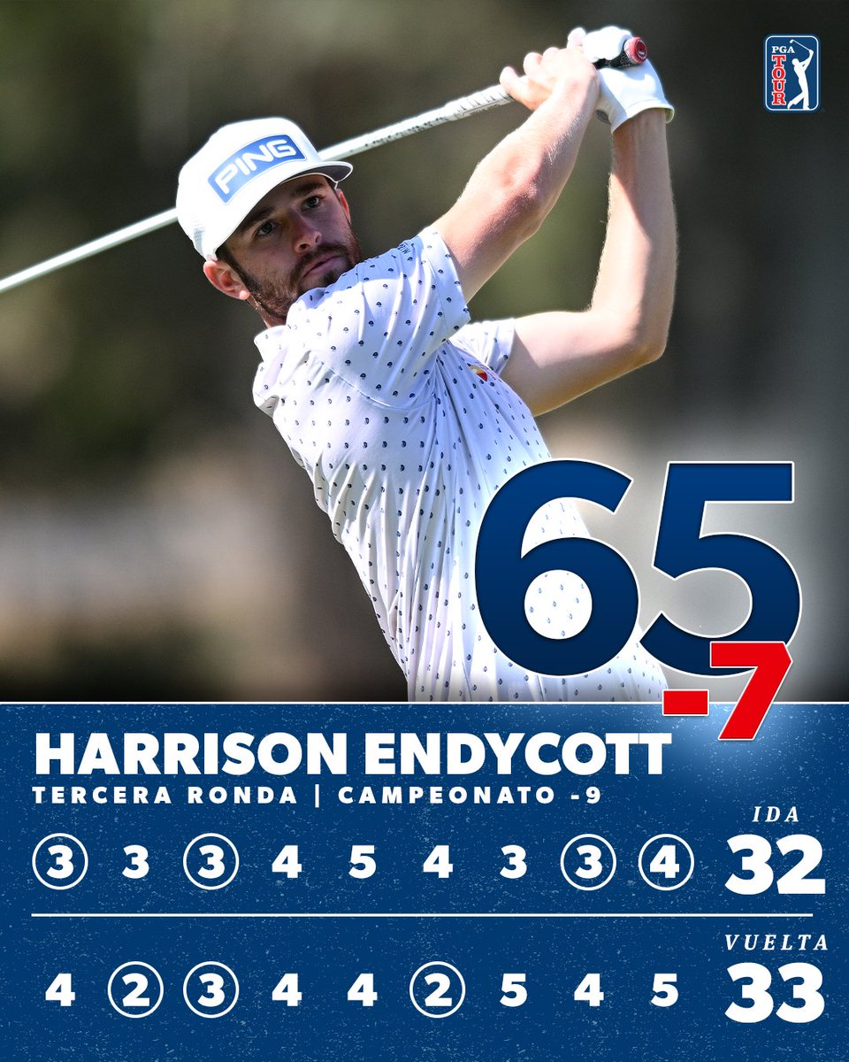 ⛳️ Driver averiado en la 2ª Ronda
⛳️ Birdie al 18 para pasar el corte
⛳️ 65 el sábado para subir 54 puestos, al 5º lugar

@HarrisonEndy96 está teniendo un debut espectacular.👏