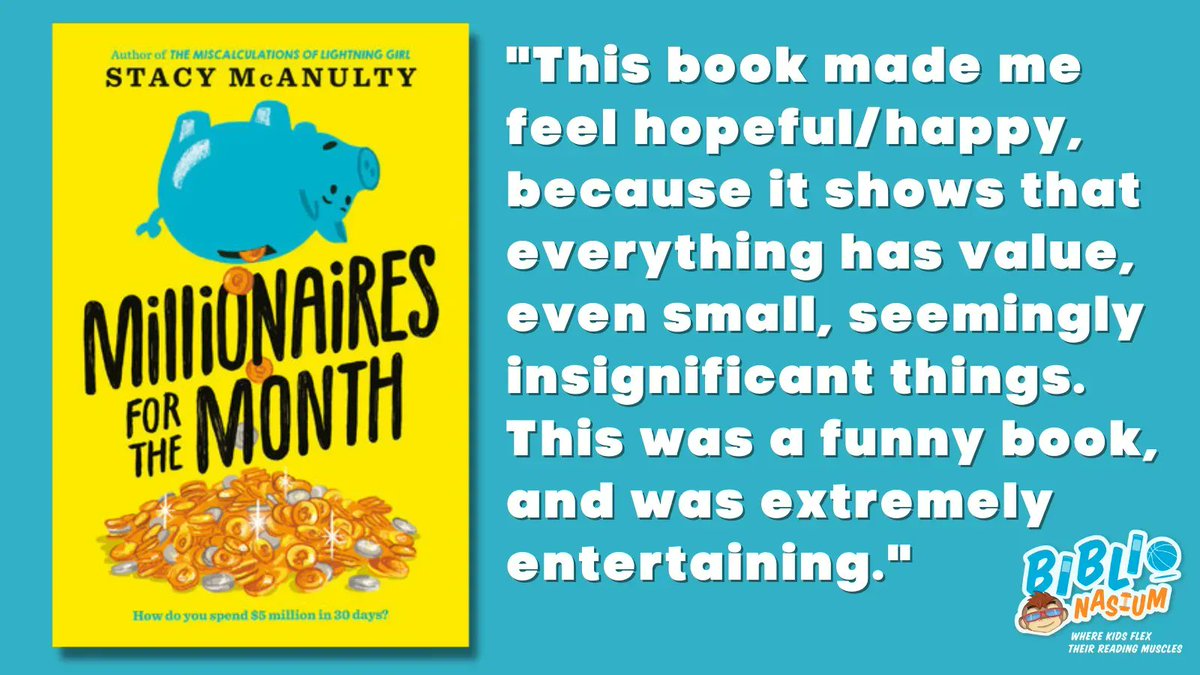 Biblionasium's tweet photo. #BookRecommendation: Excellent lessons &amp; tons of fun in @stacymcanulty's MILLIONAIRES FOR THE MONTH. Bonus #math integration. Thank you, Biblio #BookAmbassadors!

@randomhousekids #librarians #teachers #books #literacy #edtech #kidlit #BookRec #kidsbookreviews #kidsreviews https://t.co/zdtwRptjj7
