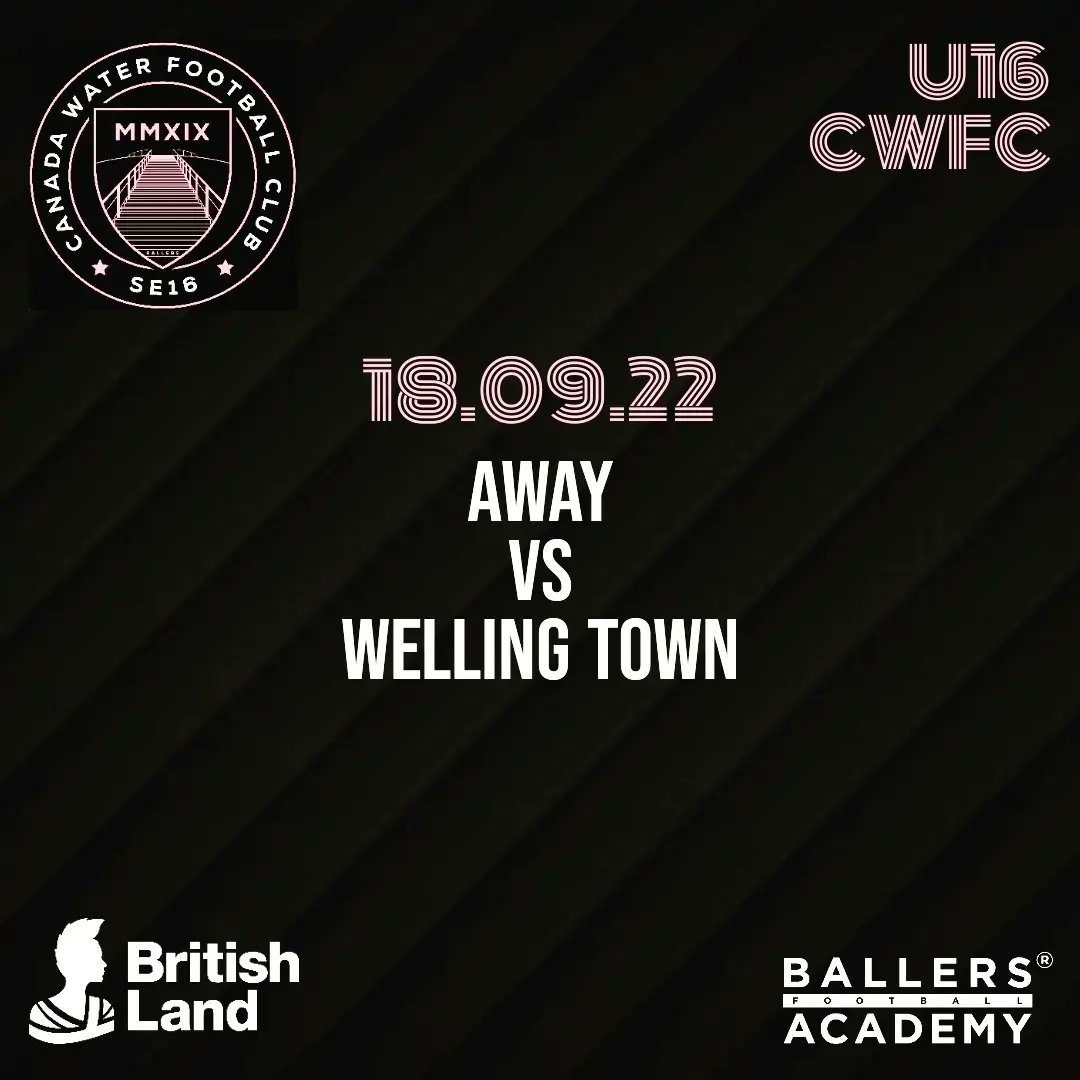 CanadaWaterFC's tweet photo. Fixtures | Week 1 | 18.09.22
U16
Away vs. @wellingtownfc 
U13
Away vs. @dulwichvillagefootba
U10 Porters
Away vs. @wellingunited 
U10 Dockers
Away vs. @hillyfielders_fc 

Good luck to all, enjoy the season ahead 💥💥💥💥

@BritishLandPLC @CWmasterplan @kingsconstruct @Poundland https://t.co/9EPECGG5HQ