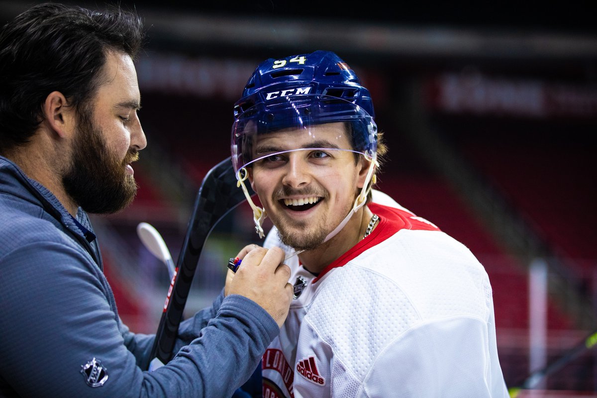 FlaPanthers's tweet photo. Raleigh with the rookies 📸 https://t.co/F3FYlzuAAA