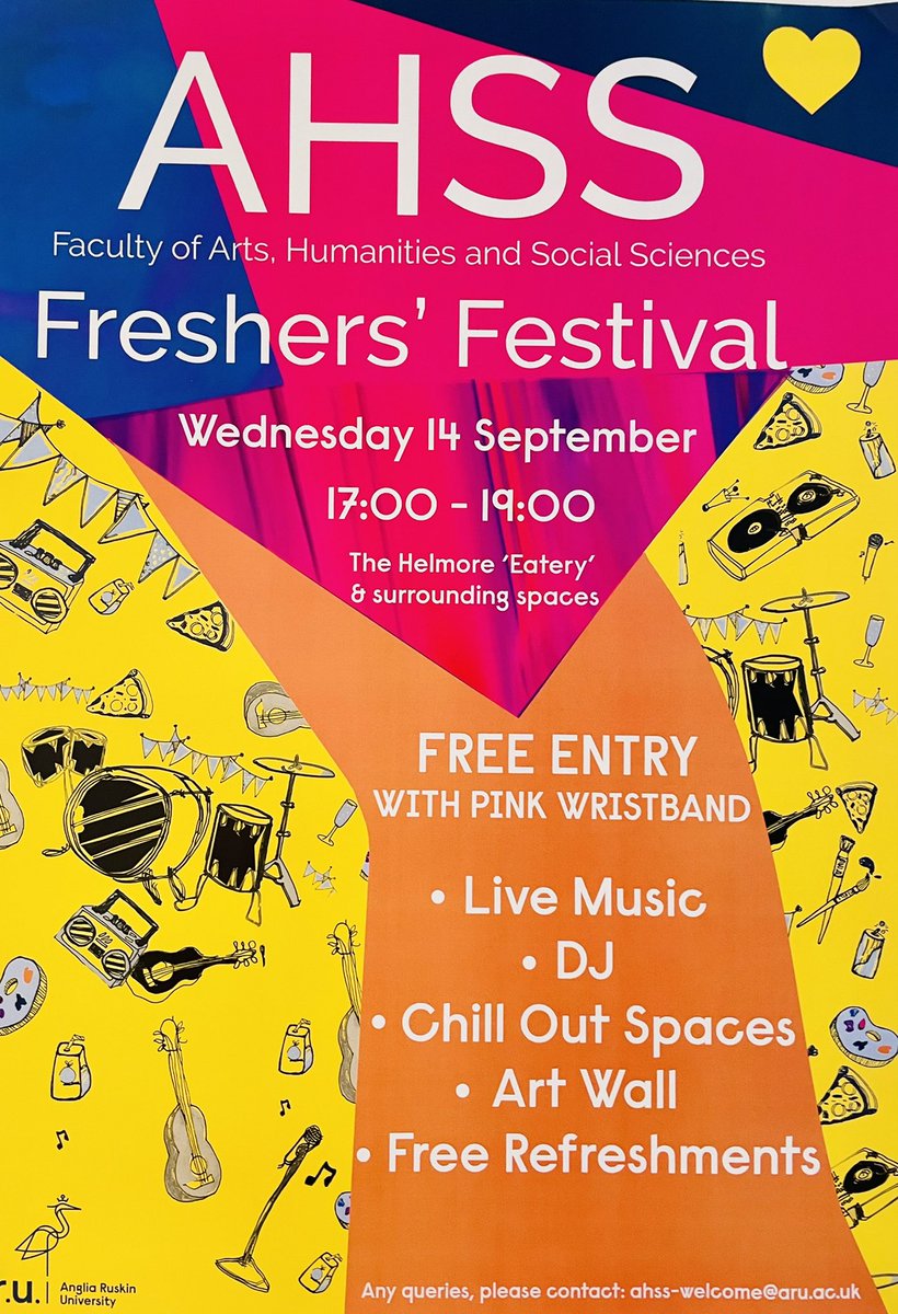 sturt_karen's tweet photo. New students & staff enjoying themselves at the @ARU_AHSS Freshers’ Festival! Welcome & can’t wait to see you again soon! #AHSSheart💛 #ARUproud https://t.co/DXc1sND3pR