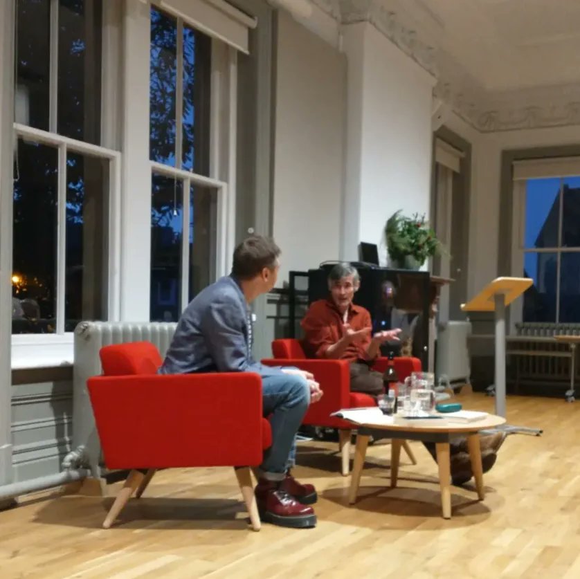 fromelitfest's tweet photo. Our second event and we're with authors Andrew Miller and Keith Stuart as they talk about Andrew's latest novel The Slowworm's Song and the challenges and joys of writing and research. Another brilliantly warm and intimate event between two generous and contemplative authors. https://t.co/4nfVJWGhE0