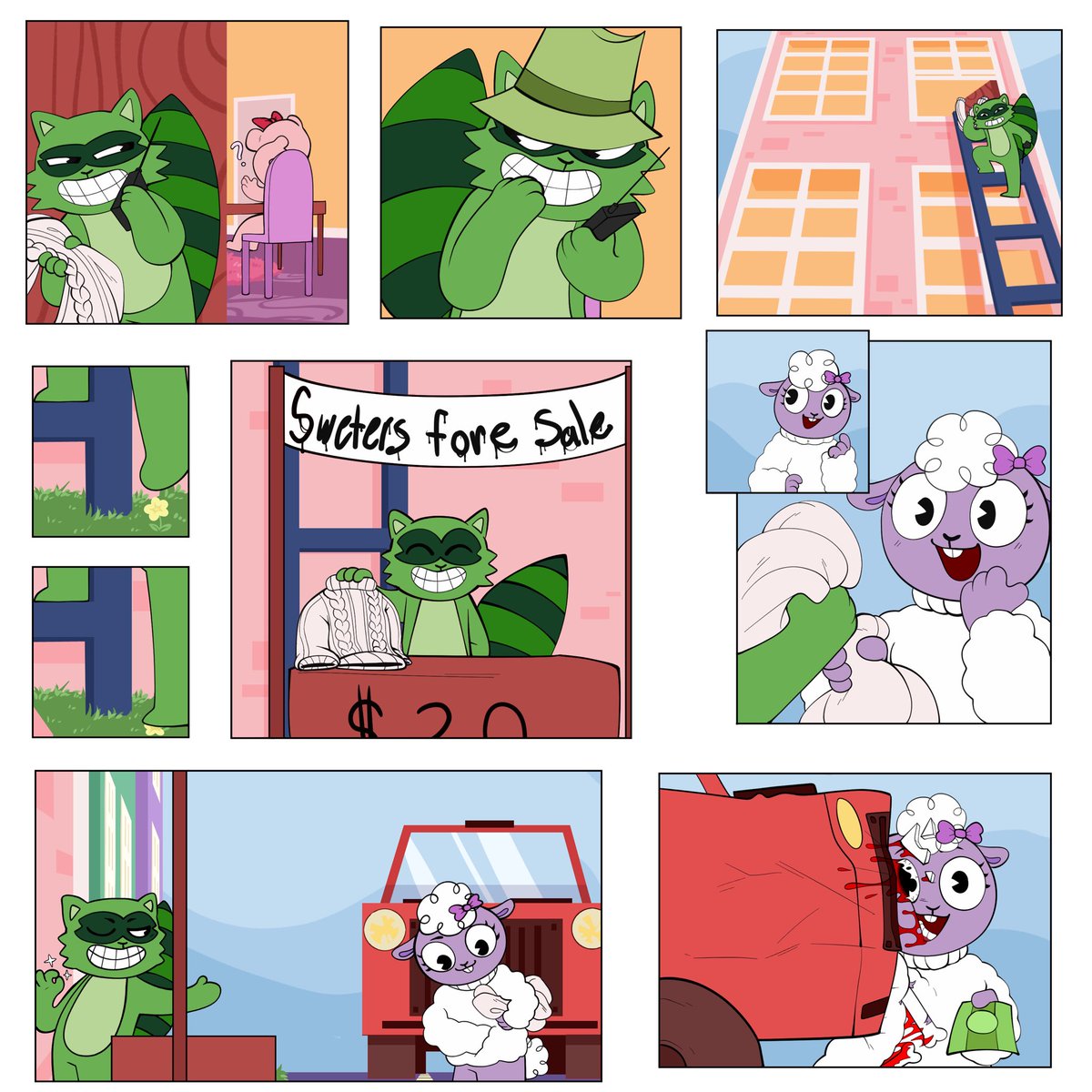 Pigeonholding's tweet photo. Ep. 2 - Tell Knit to the Marines #happytreefriends #htfcomic https://t.co/b9EZ6BLZxc