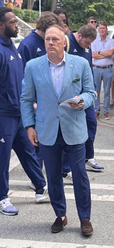 Exactly who is OUR coach cheering for? GT White and Gold??... or Ole Miss? Looks like Ole Miss to me. 😡 <a href="/ESPNCFB/">ESPN College Football</a> <a href="/GeorgiaTechFB/">Georgia Tech Football</a> <a href="/OleMissFB/">Ole Miss Football</a>