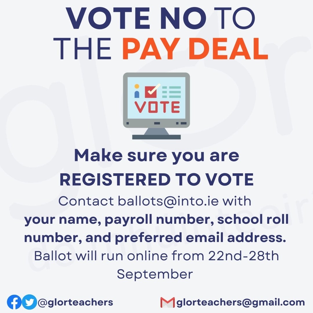 glorteachers's tweet photo. Webinar outlining our reasons to vote no to this deal (if you can call it that) on Thursday, 22 September, at 8pm on @VoiceforTeacher Facebook page. No account required to tune in.

#edchatie https://t.co/HUX5Jjiv7o