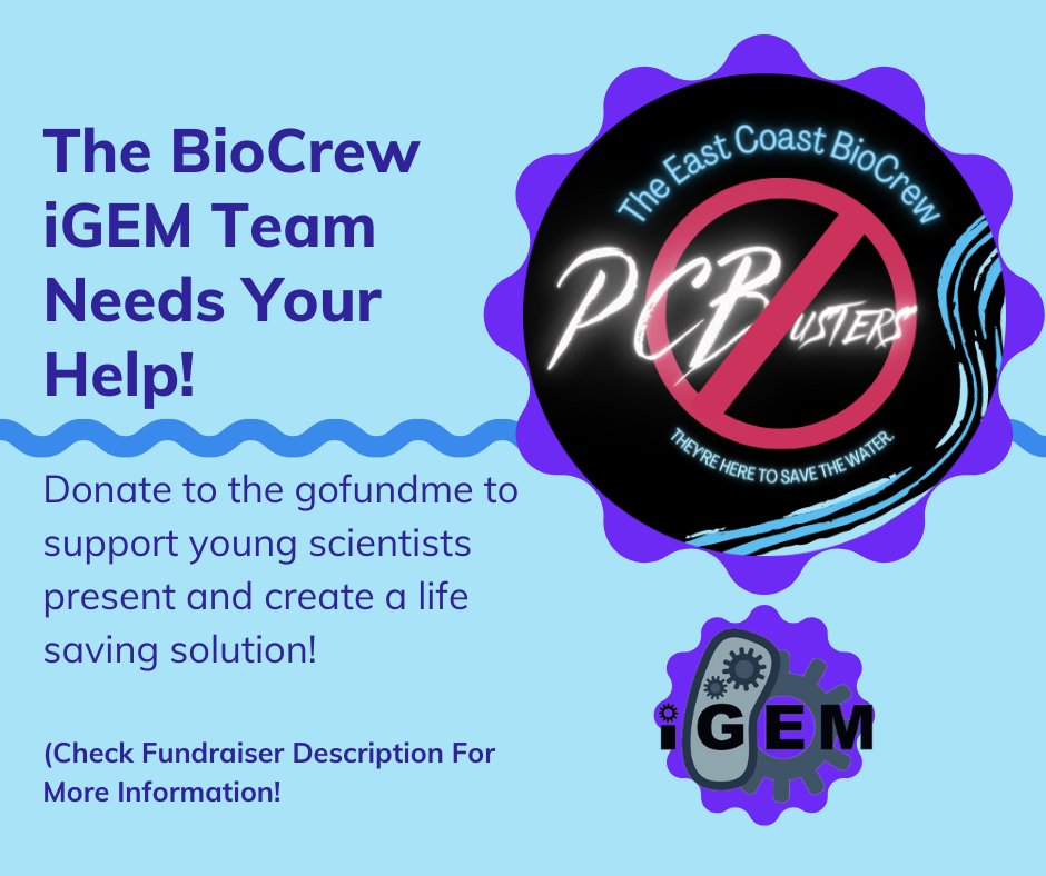 ECBiocrew's tweet photo. Donate to Support Young Scientists!!
https://t.co/Qdc64KwCb8
________________________________________
#igem #donate #cleanwater #biology #science #syntheticbiology #study #research #students https://t.co/wgkGStTmdP