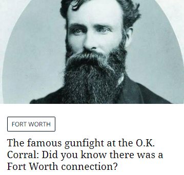 Fort Worth's Tenuous Connection To Tombstone's O.K. Corral Gunfight. durangotexas.blogspot.com/2022/09/fort-w…