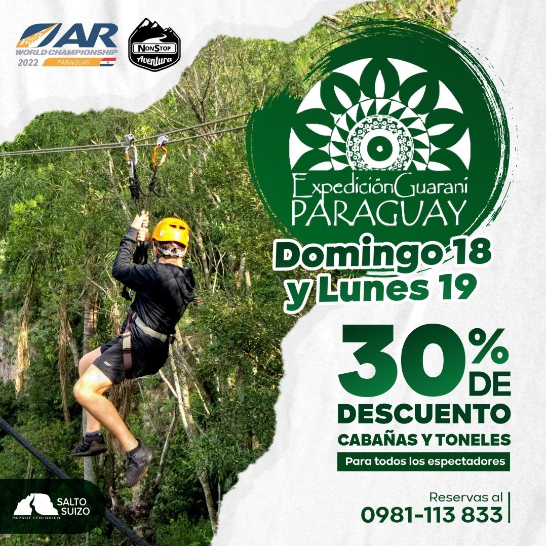 saltosuizo's tweet photo. Llega en el Salto Suizo la Expedición Guaraní
ARWC 2022 Paraguay 🤩🏔
Vení y viví esta experiencia con nosotros!! 🎉
30% en Cabañas y Toneles 🎊
📱 Contacta con nosotros al: (0981)113-833
https://t.co/qOm5sqebWm 098111333
#aventura #naturaleza #salto #cabañas #toneles https://t.co/lebx8cnzTG