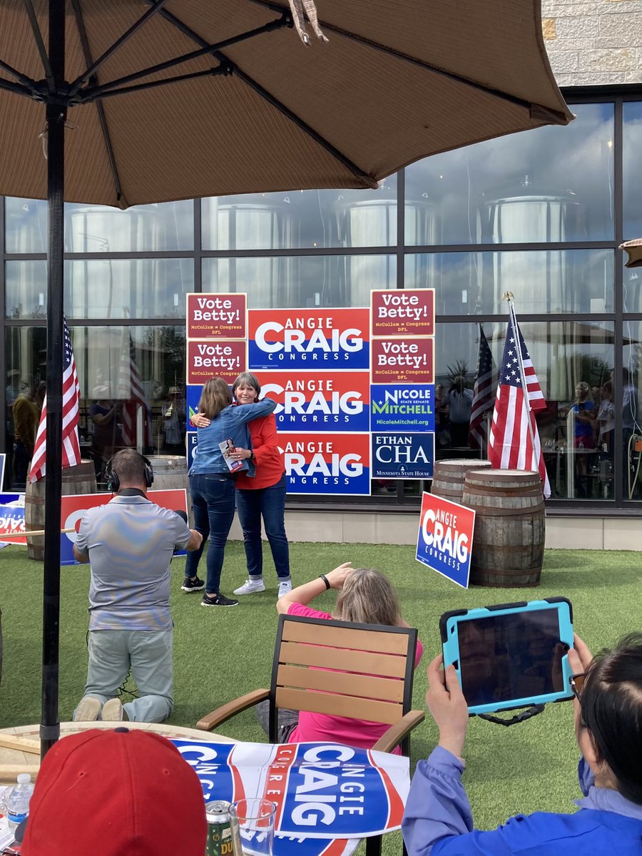 ianvaver's tweet photo. Out on the doors today with @VoteBetty in support of @AngieCraigMN. Let’s keep these amazing women in congress working for Minnesota families. #DFL @MinnesotaDFL https://t.co/fmcSAEllzU